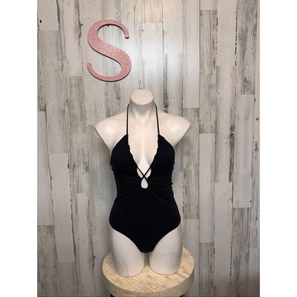 Forever 21 Black Halter bodysuit Women’s Size S - Picture 1 of 4